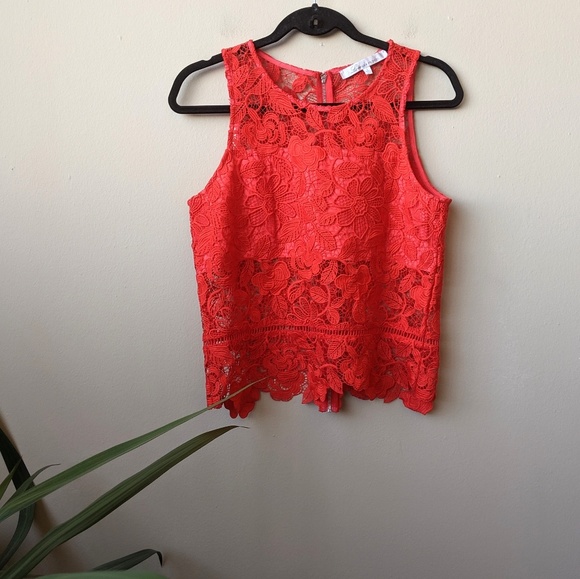 Lovers + Friends Tops - Lovers + Friends Lace Poppy Red Sleeveless Top